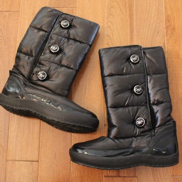 Coach Polina Moon Snow Boot Black Nylon Silver Hardware 7 - Picture 1 of 7